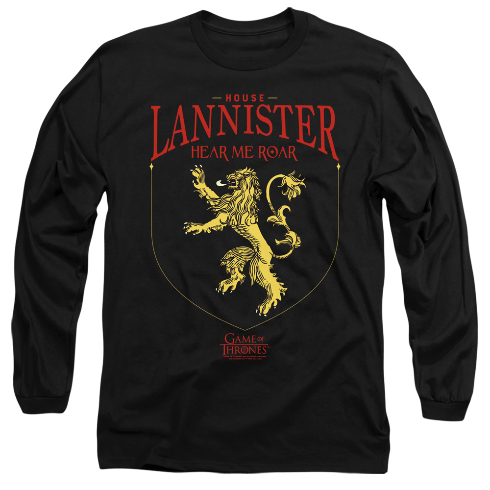 GOT170-AL-2 Game of Thrones House Lannister Sigil Adult Long Sleeve T-Shirt, Black - Medium
