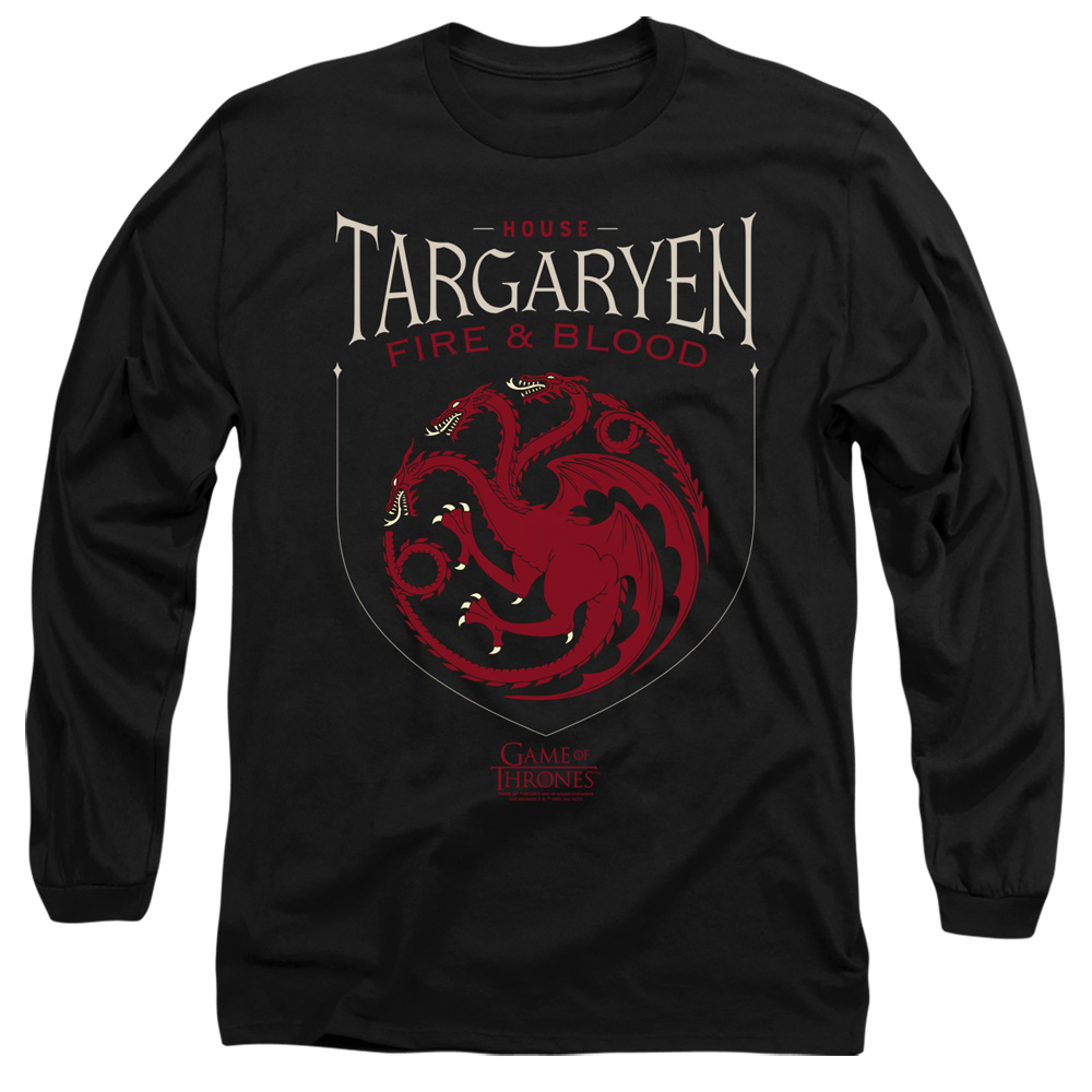 GOT164-AL-1 Game of Thrones House Targaryen Sigil Adult Long Sleeve T-Shirt, Black - Small