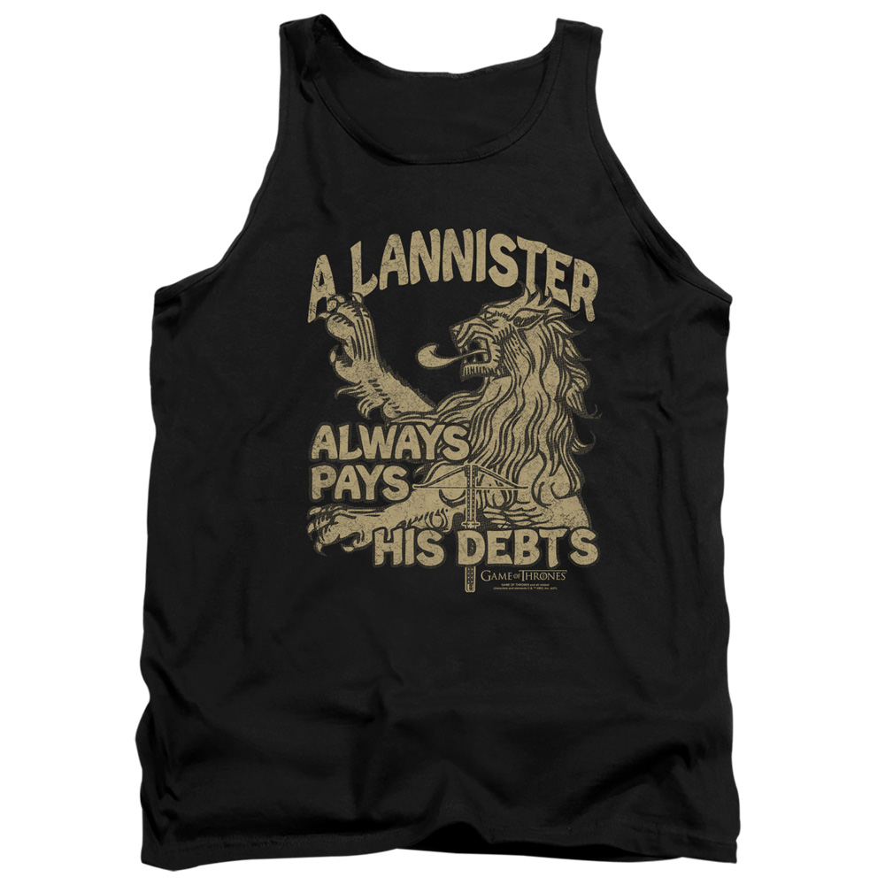 GOT228-TK-3 Game of Thrones Debts Adult Tank Top, Black - Large