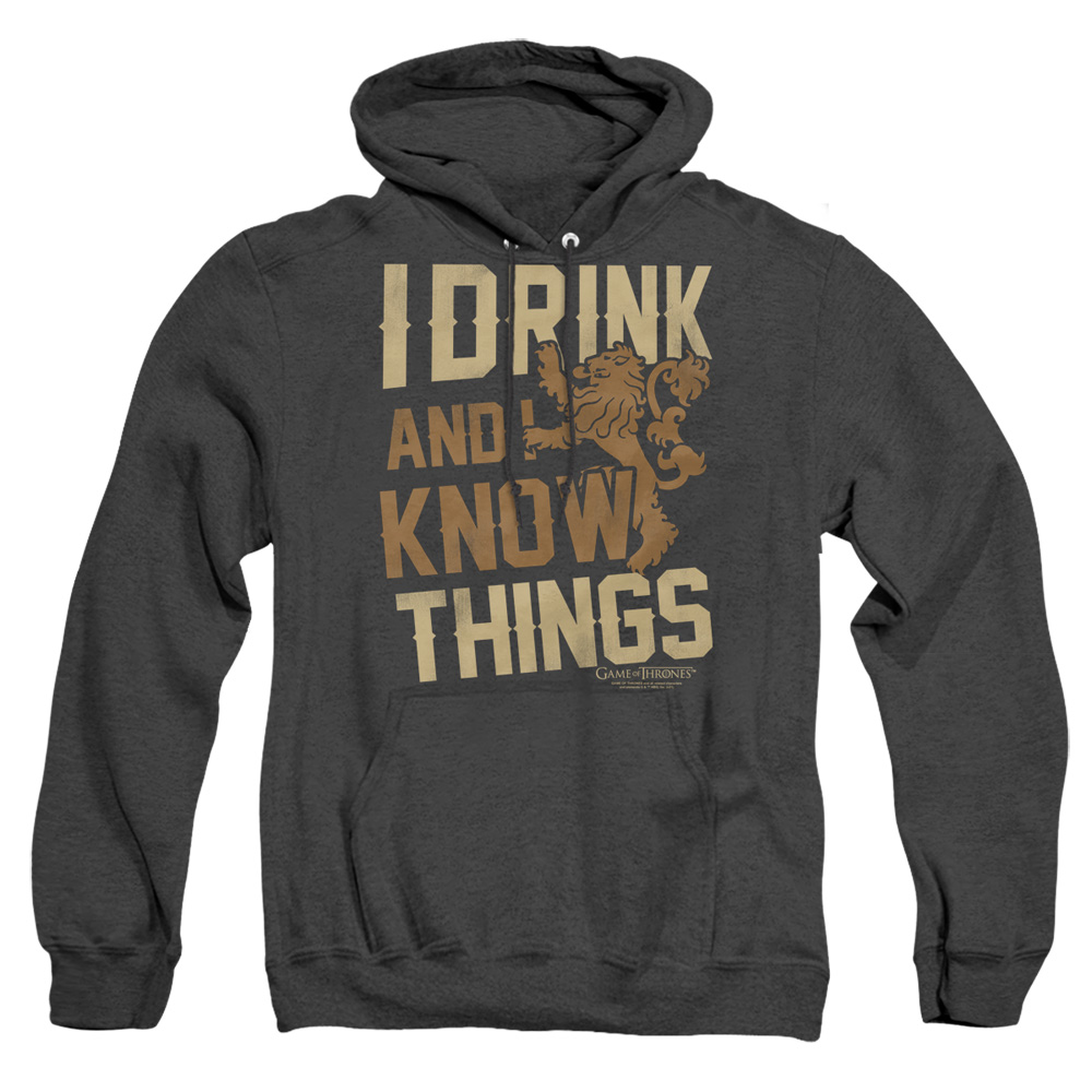 GOT236-AHH-4 Game of Thrones Know Things Adult Heather Hoodie, Black - Extra Large