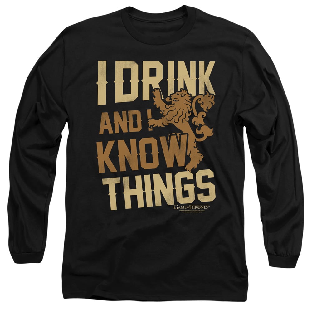 GOT236-AL-1 Game of Thrones Know Things Adult Long Sleeve T-Shirt, Black - Small