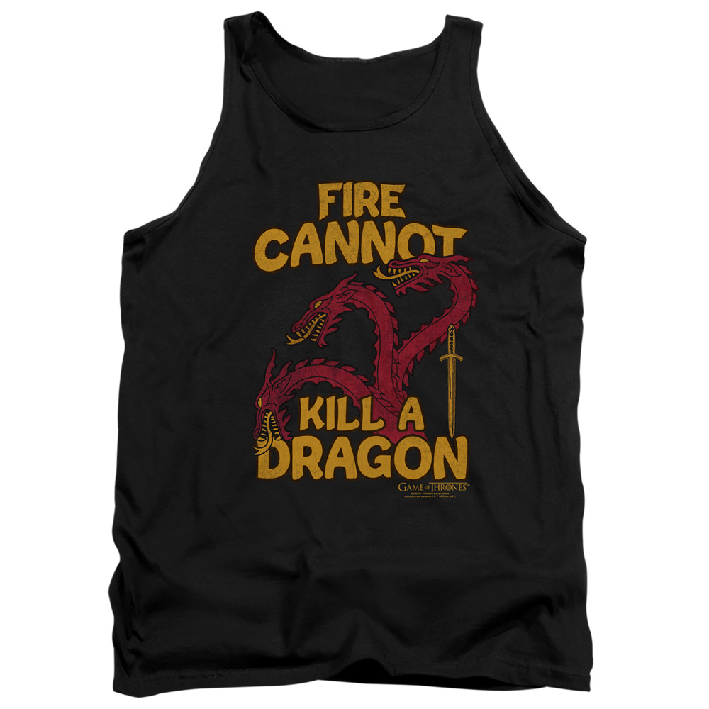 GOT232-TK-5 Game of Thrones Dragons with Fire Adult Tank Top, Black - 2X