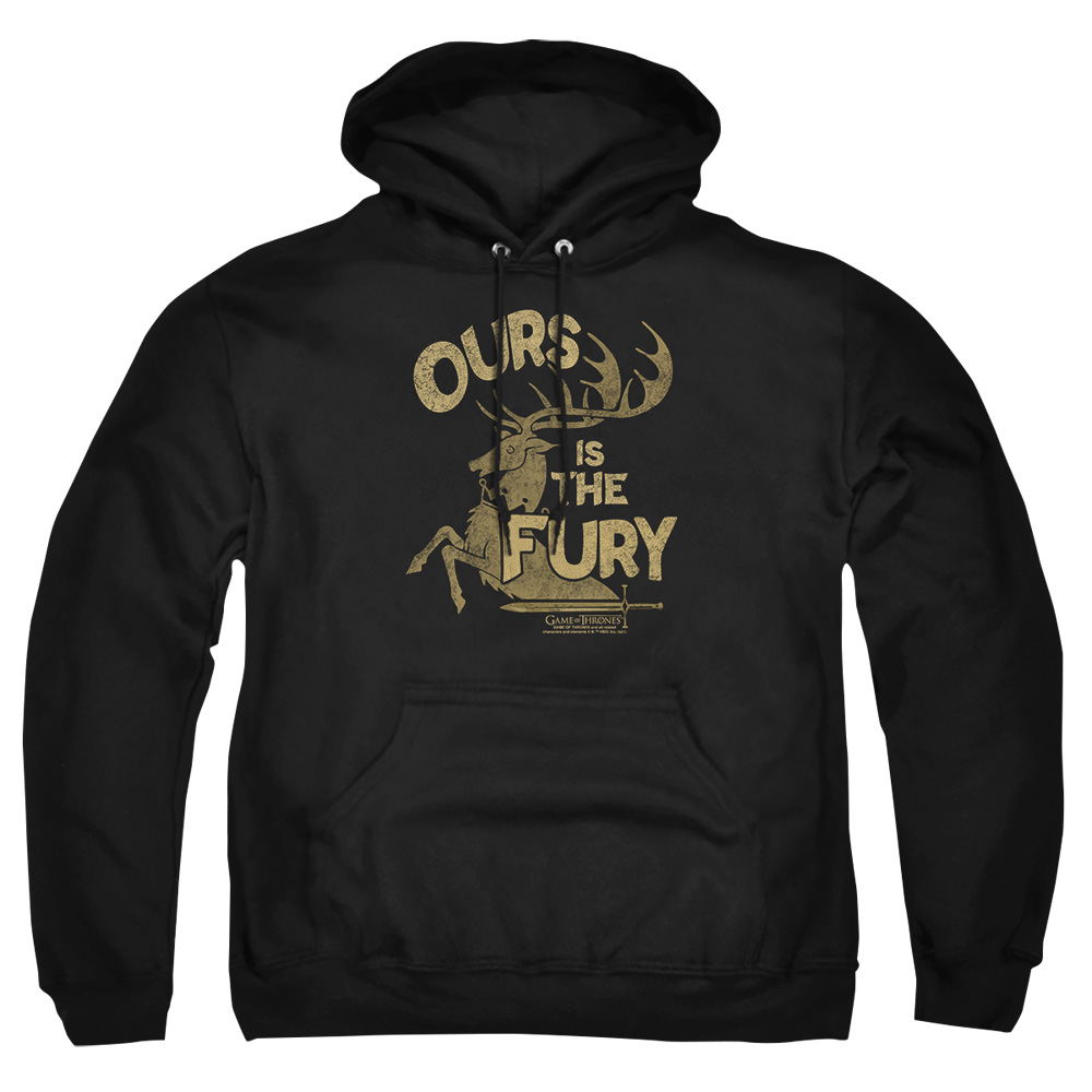 GOT233-AFTH-2 Game of Thrones Fury Adult Pullover Hoodie, Black - Medium