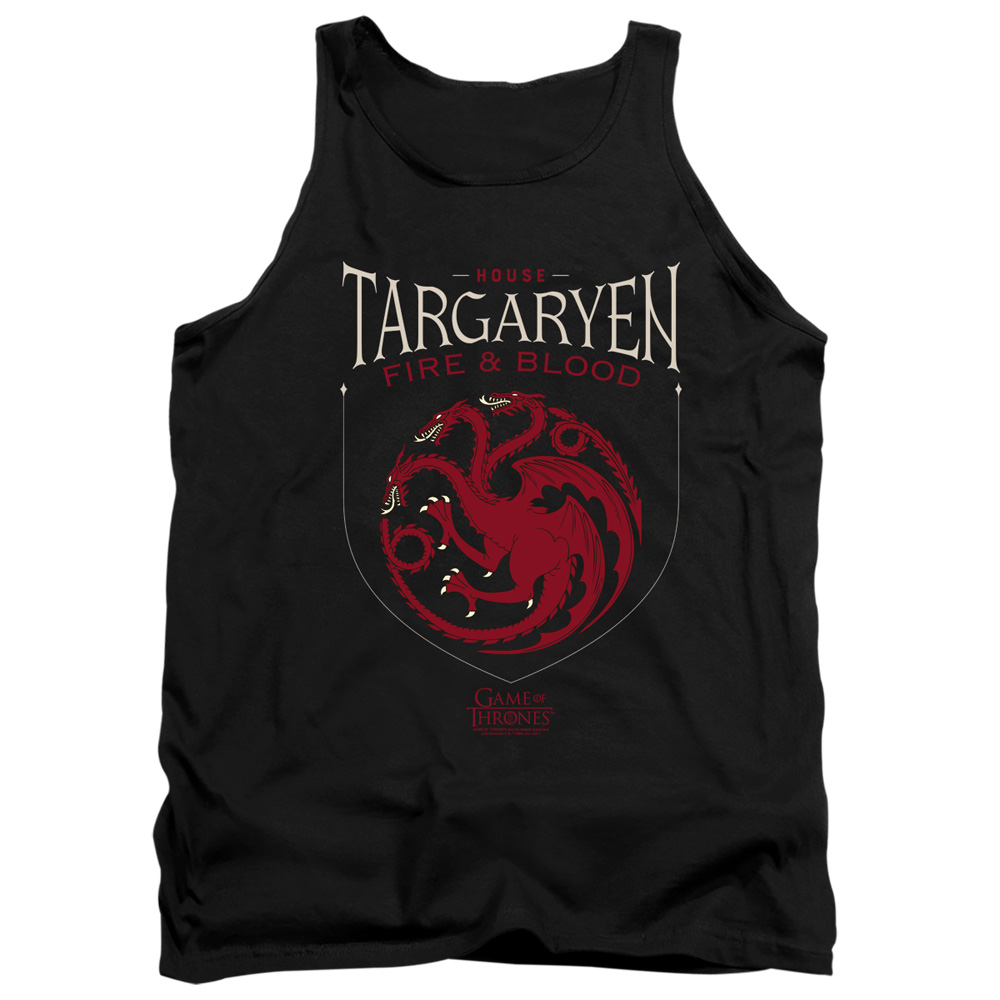GOT164-TK-1 Game of Thrones House Targaryen Sigil Adult Tank Top, Black - Small