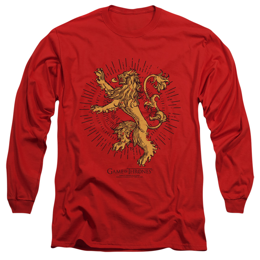 GOT202-AL-3 Game of Thrones Lannister Burst Sigil Adult Long Sleeve T-Shirt, Red - Large