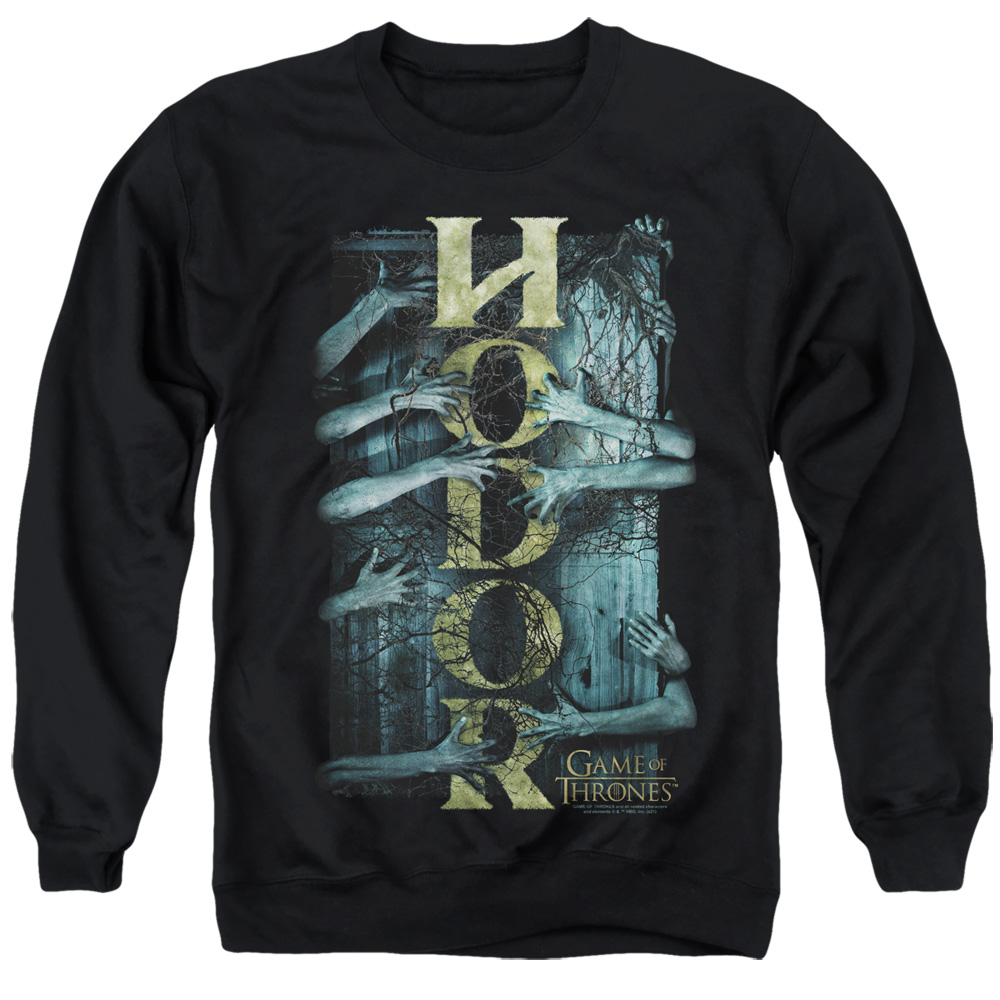 GOT219-AS-1 Game of Thrones Hodor Adult Crewneck Sweatshirt, Black - Small