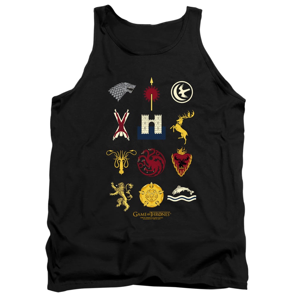 GOT221-TK-5 Game of Thrones House Sigils Adult Tank Top, Black - 2X
