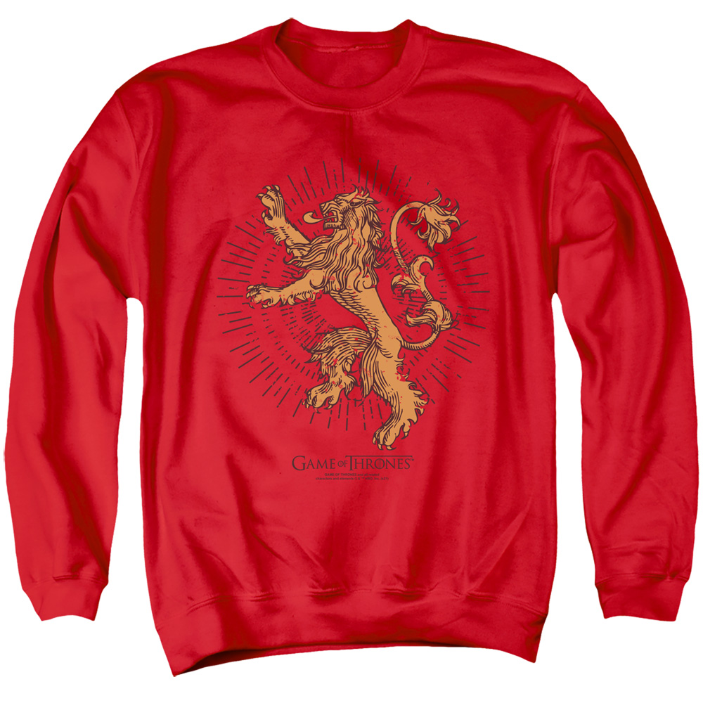 GOT202-AS-5 Game of Thrones Lannister Burst Sigil Adult Crewneck Sweatshirt, Red - 2X