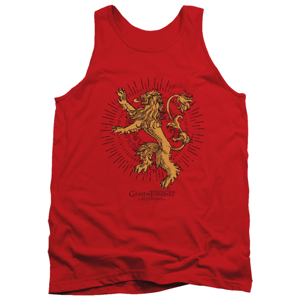 GOT202-TK-2 Game of Thrones Lannister Burst Sigil Adult Tank Top, Red - Medium