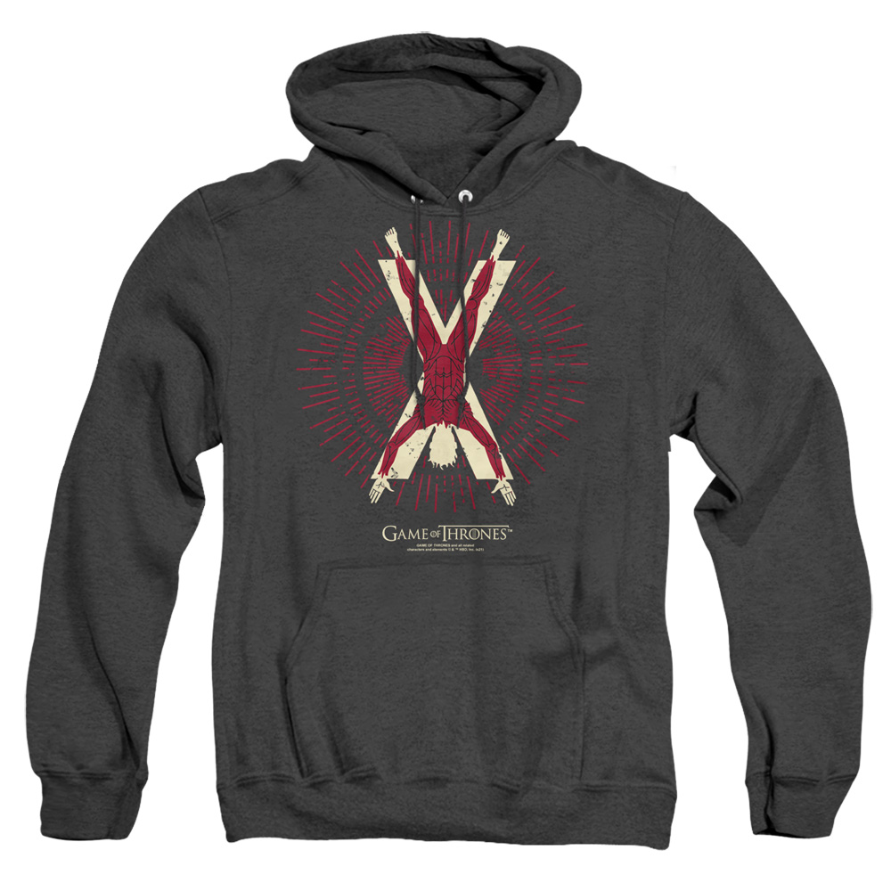 GOT204-AHH-4 Game of Thrones Bolton Burst Sigil Adult Heather Hoodie, Black - Extra Large