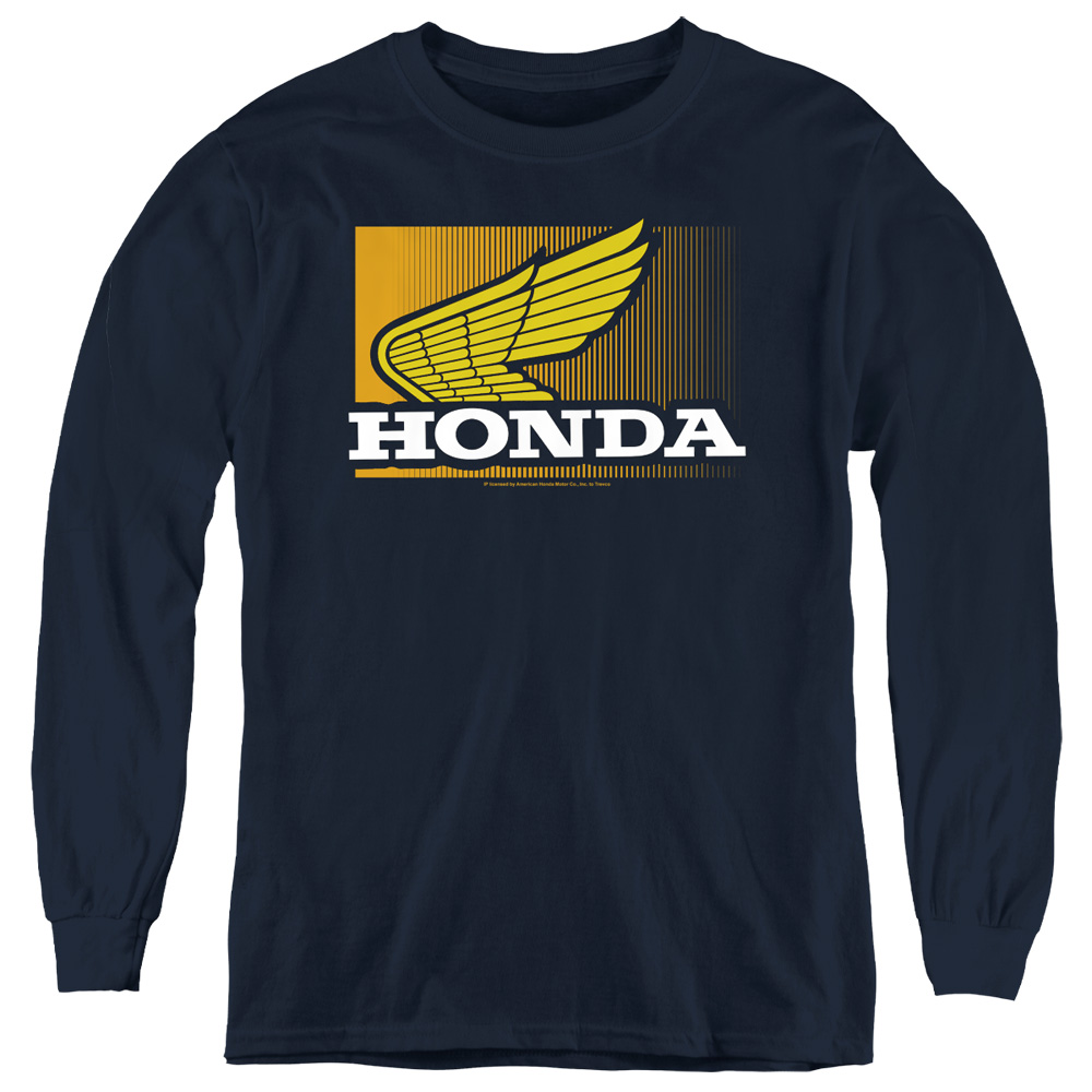 HNDA128-YL-2 Honda Wing Gradient Long Sleeve Youth T-Shirt, Navy - Medium