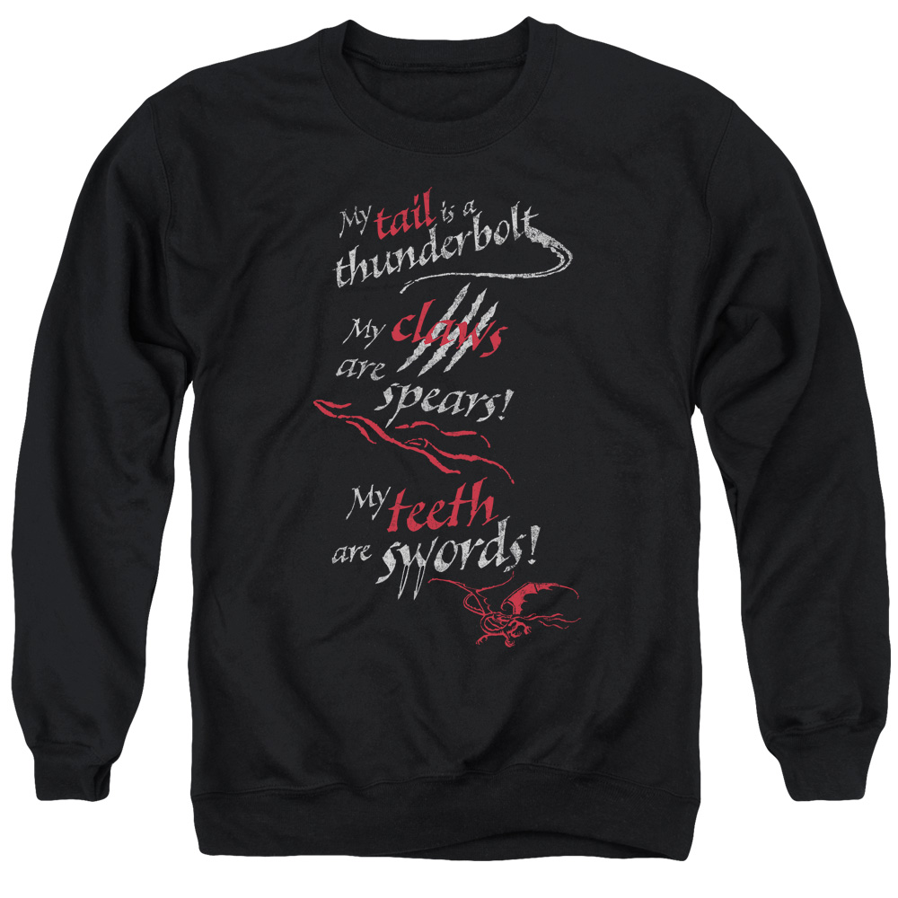 HOB2034-AS-2 Hobbit Tail Claws Teeth Adult Crewneck Sweatshirt, Black - Medium