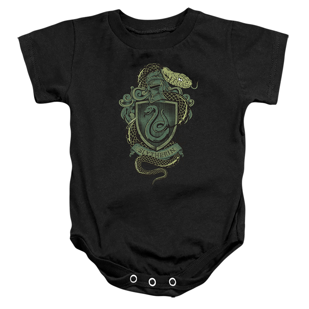 HP8134-SS-4 Harry Potter Slytherin Snake Crest Infant Snapsuit, Black - Extra Large - 24 Month