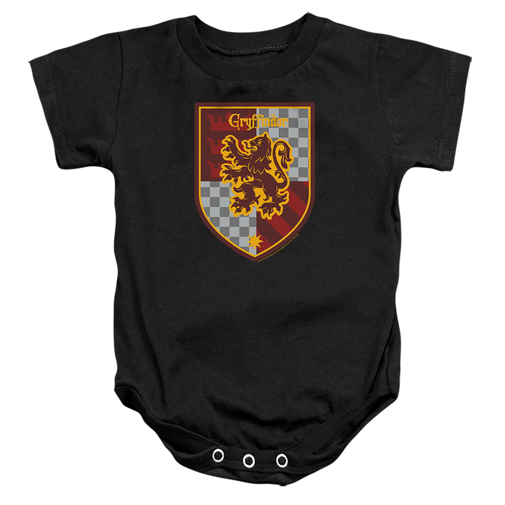 HP8142-SS-1 Harry Potter Gryffindor Shield Crest Infant Snapsuit, Black - Small - 6 Month