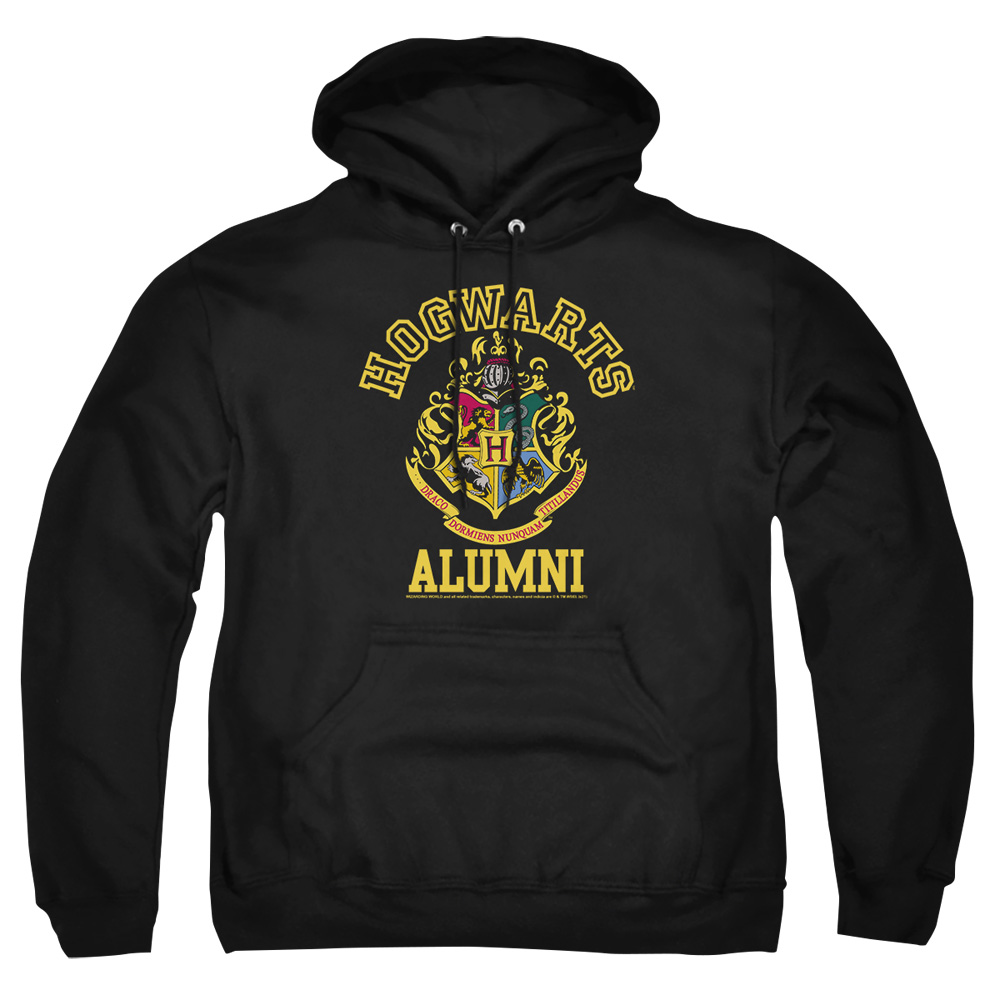 HP8075-AFTH-8 Harry Potter Hogwarts Alumni Crest Adult Pullover Hoodie, Black - 5X