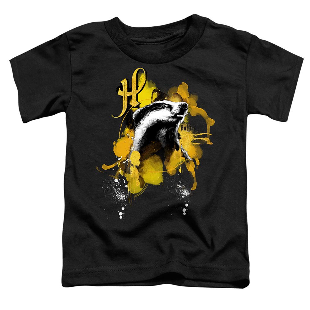 HP8450-TT-3 Harry Potter Urban Elegance Hufflepuff Decalr Toddler Short Sleeve T-Shirt, Black - Large 4T