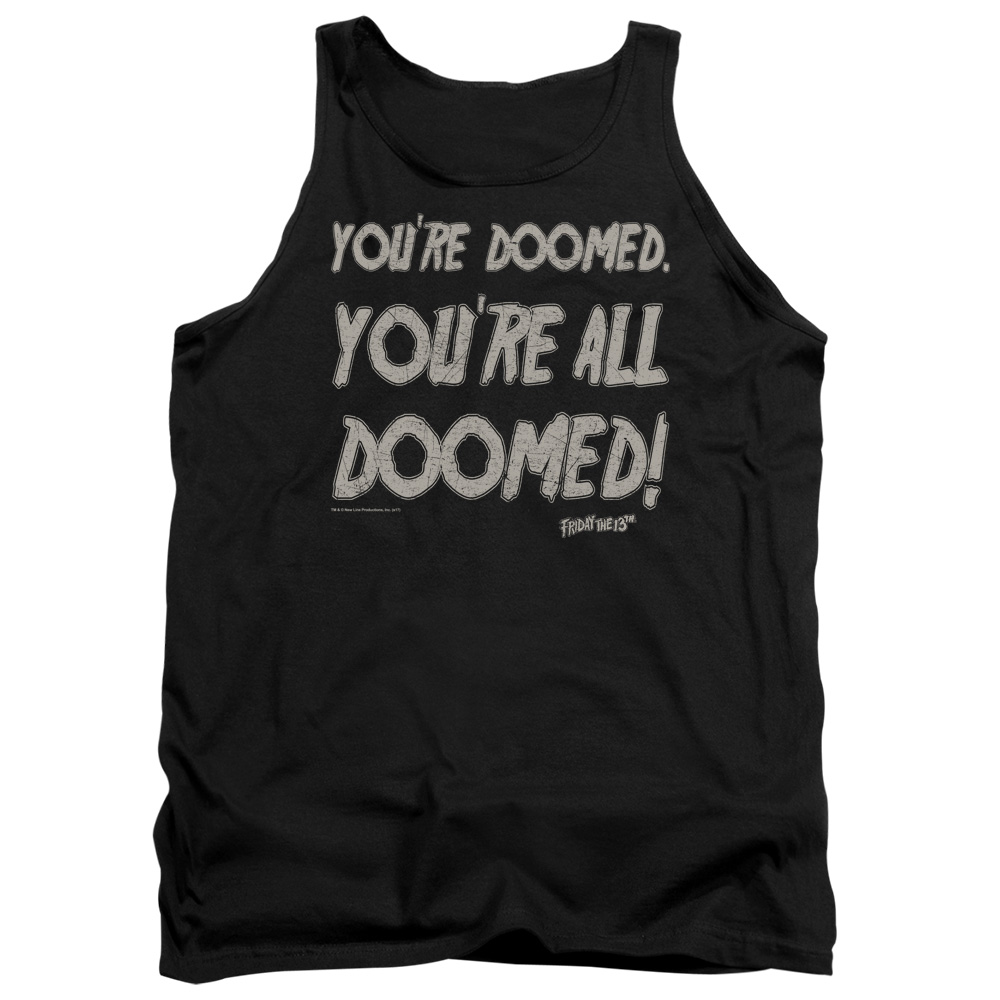 WBM698-TK-2 Friday The 13th Doomed Adult Tank Top, Black - Medium