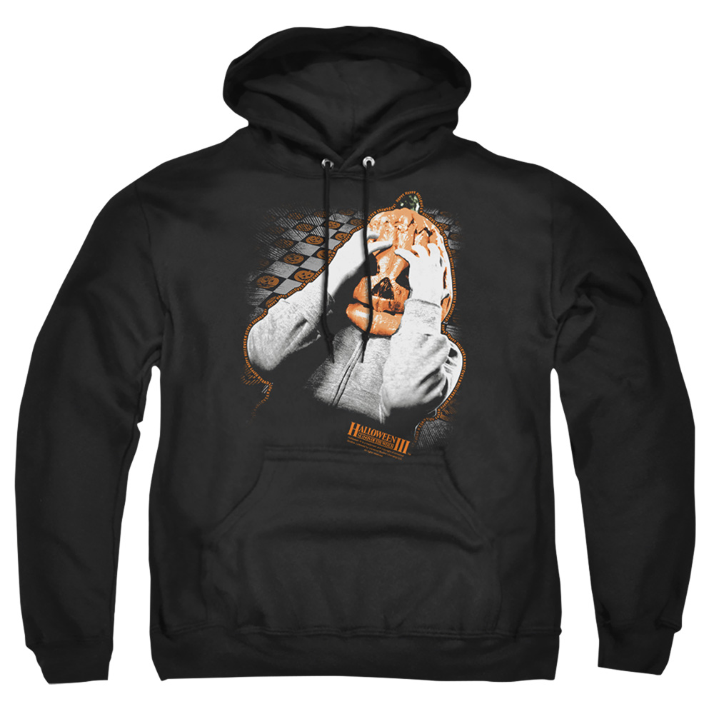 UNI309-AFTH-2 Halloween III Pumpkin Mask Adult Pullover Hoodie, Black - Medium