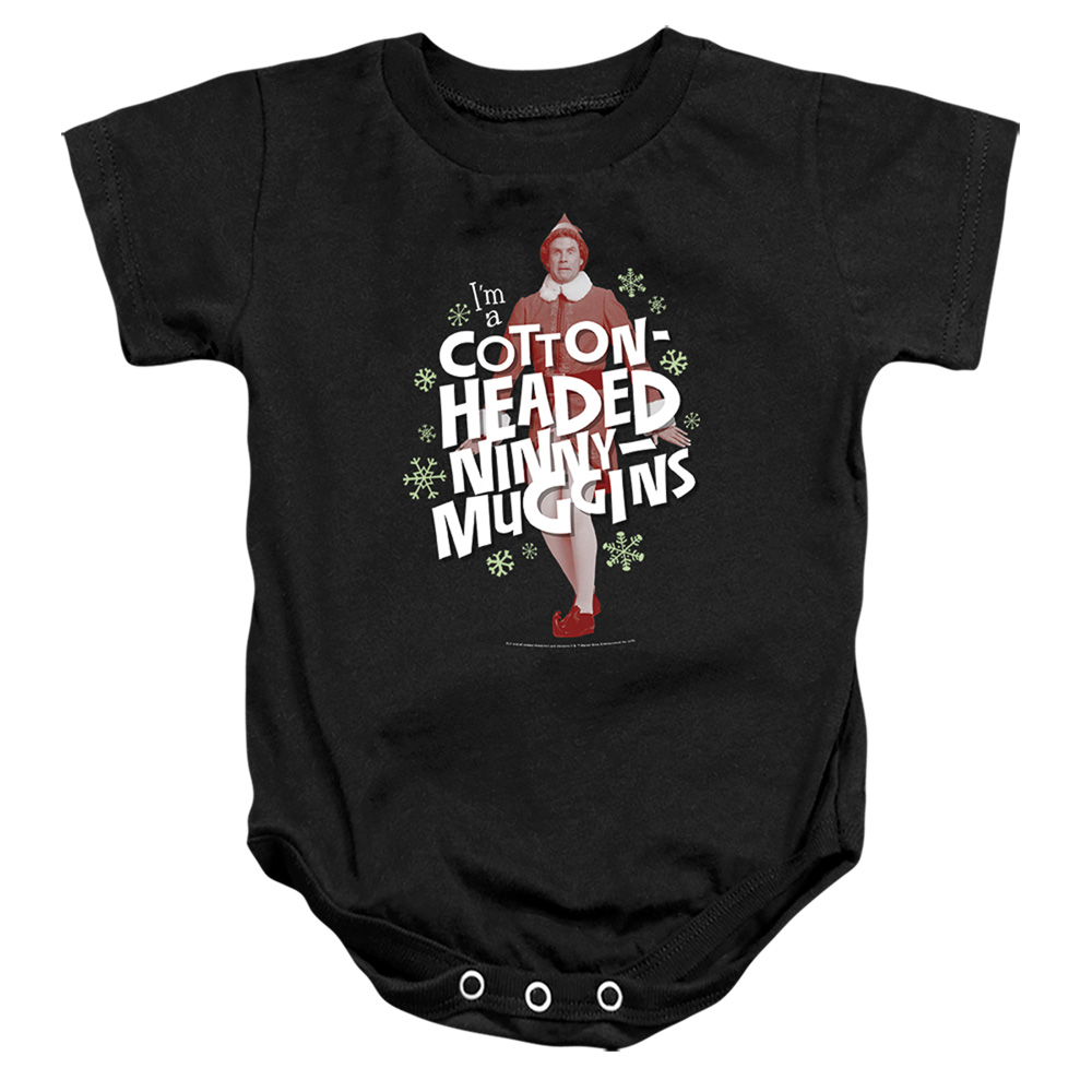 WBM1208-SS-4 ELF Cotton-Headed Ninny Muggins Infant Snapsuit, Black - Extra Large - 24 Month
