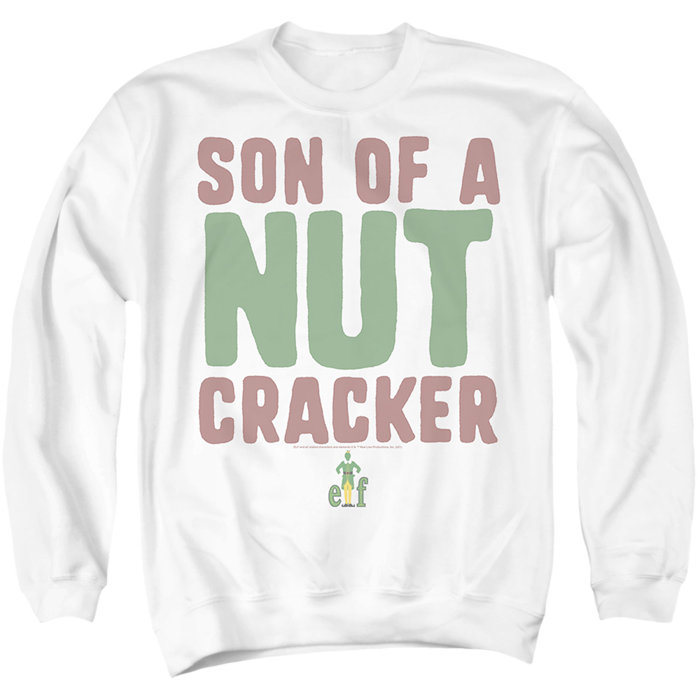 WBM1872-AS-5 ELF Buddy The ELF Son of A Nut Cracker Adult Crewneck Sweatshirt, White - 2X