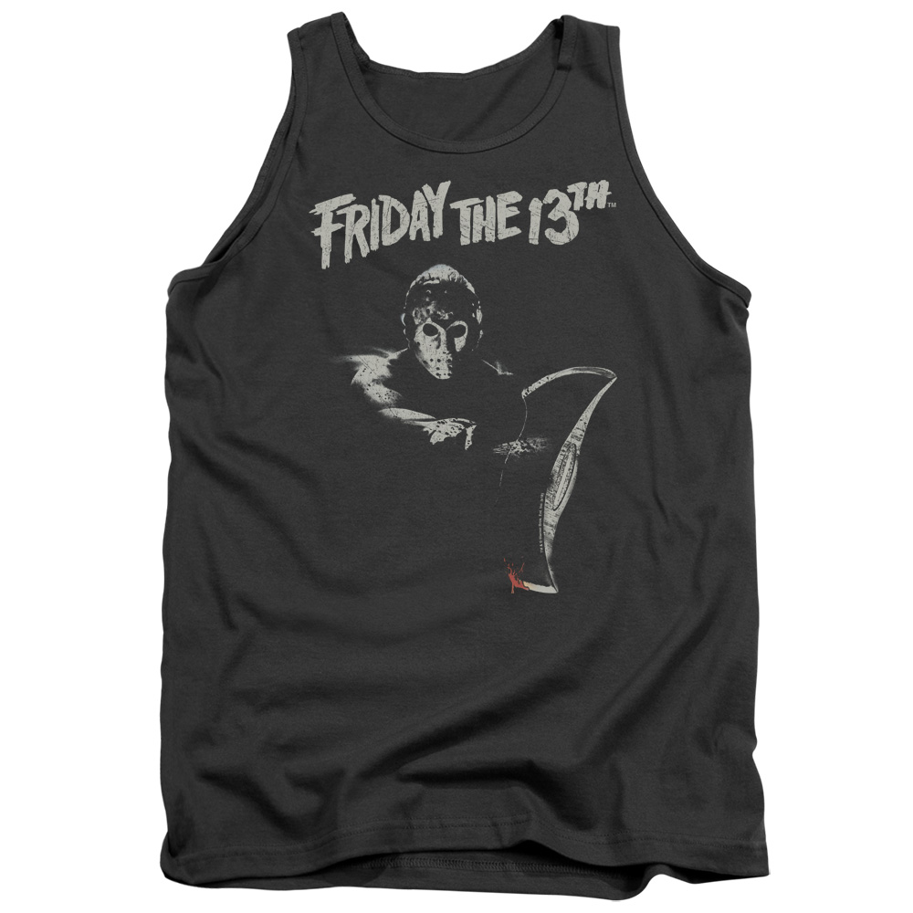 WBM739-TK-2 Friday The 13th Ax Adult Tank Top, Charcoal - Medium