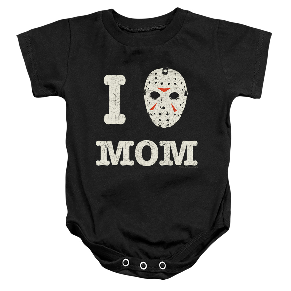WBM697-SS-2 Friday The 13th Mommas Boy Infant Snapsuit, Black - Medium - 12 Month