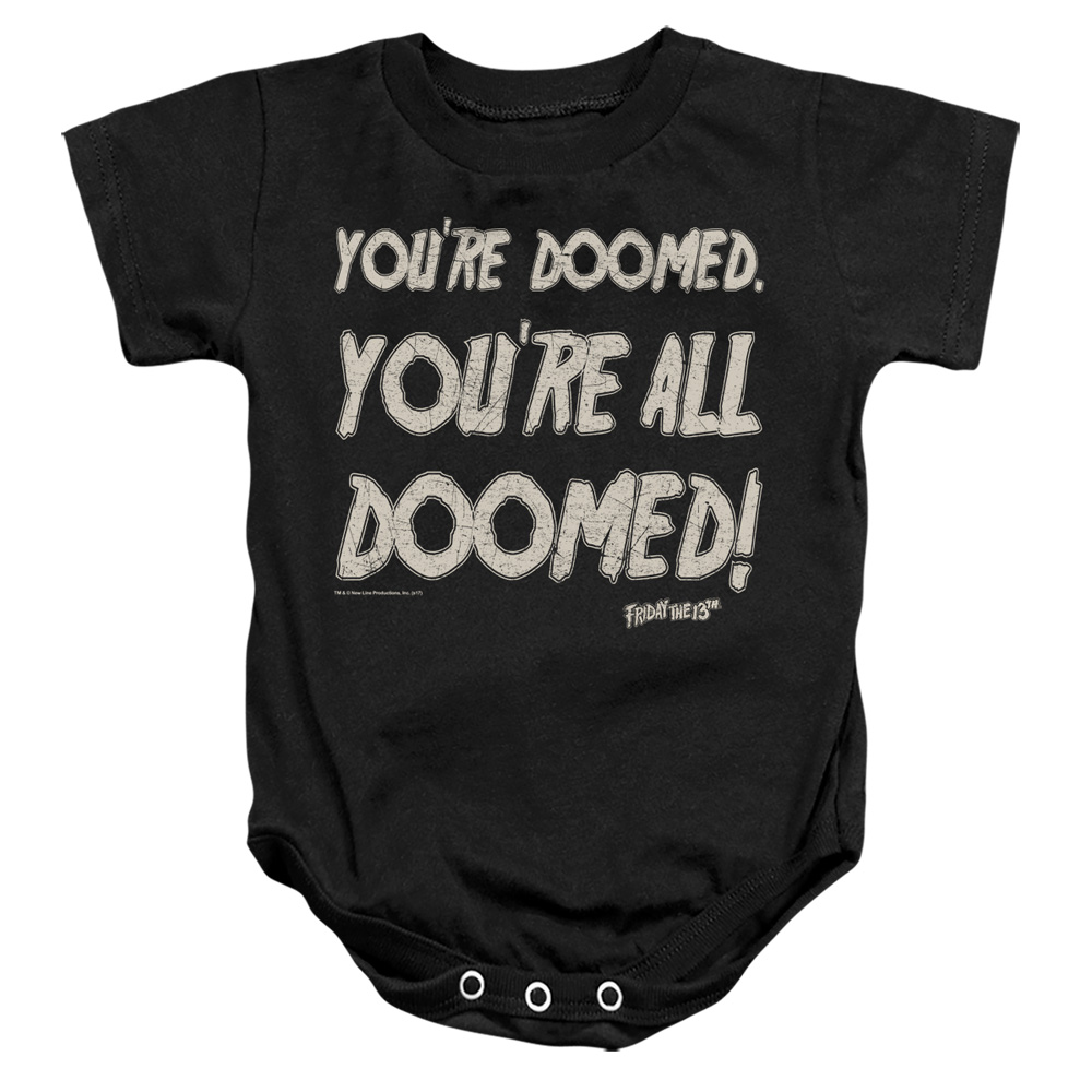 WBM698-SS-1 Friday The 13th Doomed Infant Snapsuit, Black - Small - 6 Month
