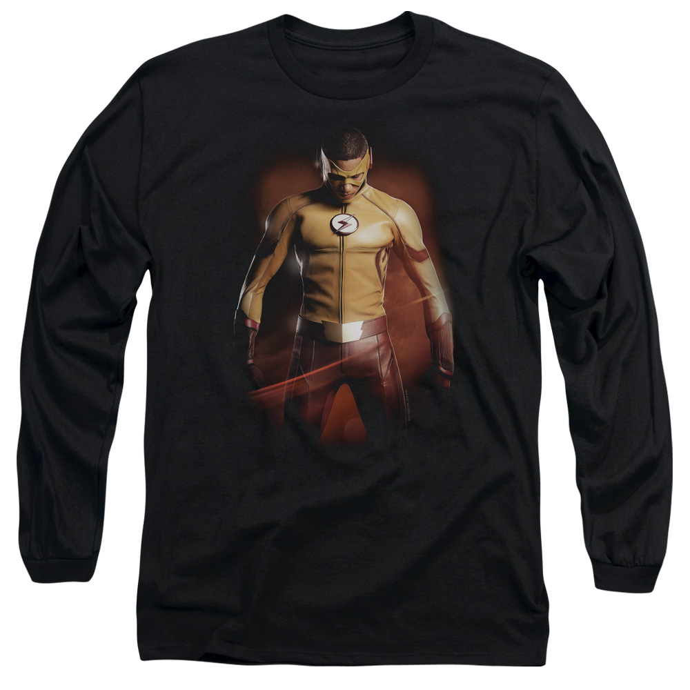 FLSH122-AL-2 Flash Kid Flash Adult Long Sleeve T-Shirt, Black - Medium