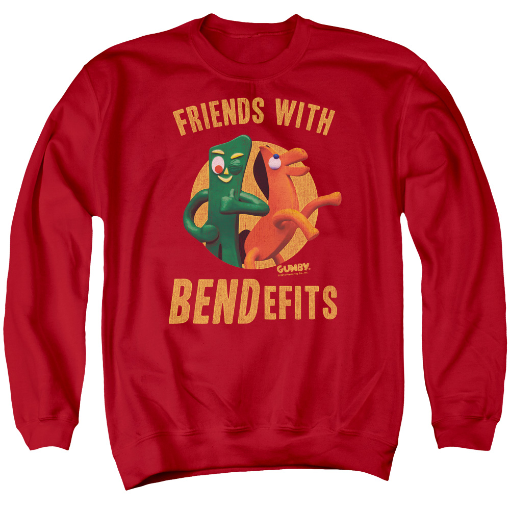 GMB116-AS-2 Gumby Bendefits Adult Crewneck Sweatshirt, Red - Medium