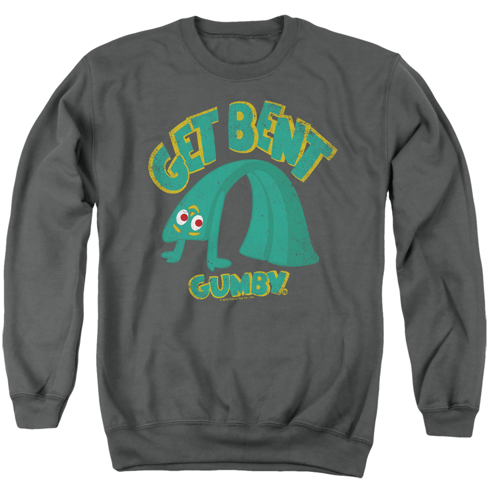 GMB111-AS-2 Gumby Get Bent Adult Crewneck Sweatshirt, Charcoal - Medium