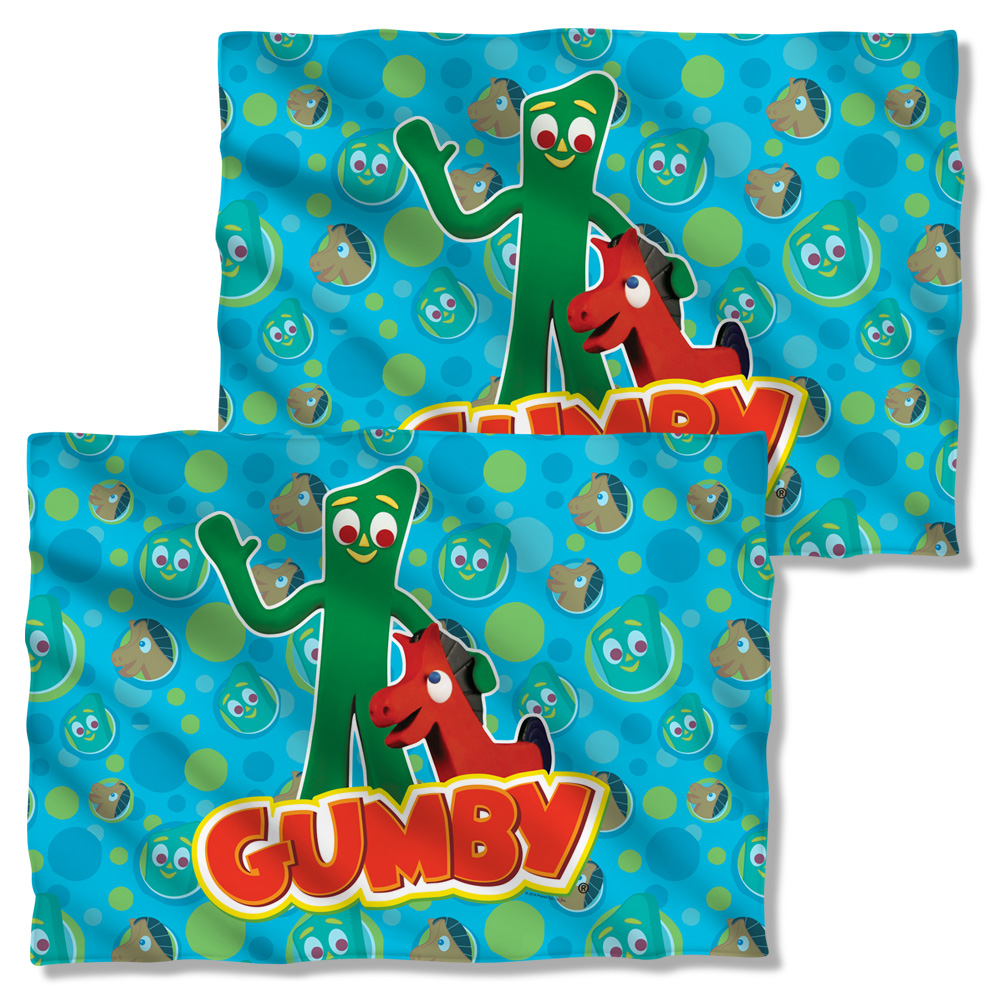 GMB134FB-PLO1-0 Gumby Best Friends Front Back Print Pillow Case, White - 20 x 28 in.