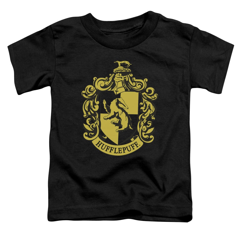 HP8038-TT-2 Harry Potter Hufflepuff Crest Toddler Short Sleeve T-Shirt, Black - Medium 3T