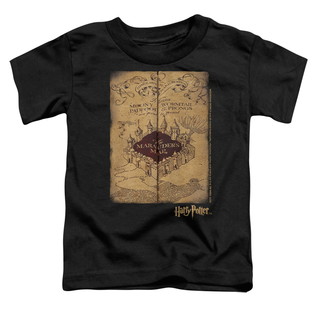 HP8061-TT-2 Harry Potter Marauders Map Toddler Short Sleeve T-Shirt, Black - Medium 3T