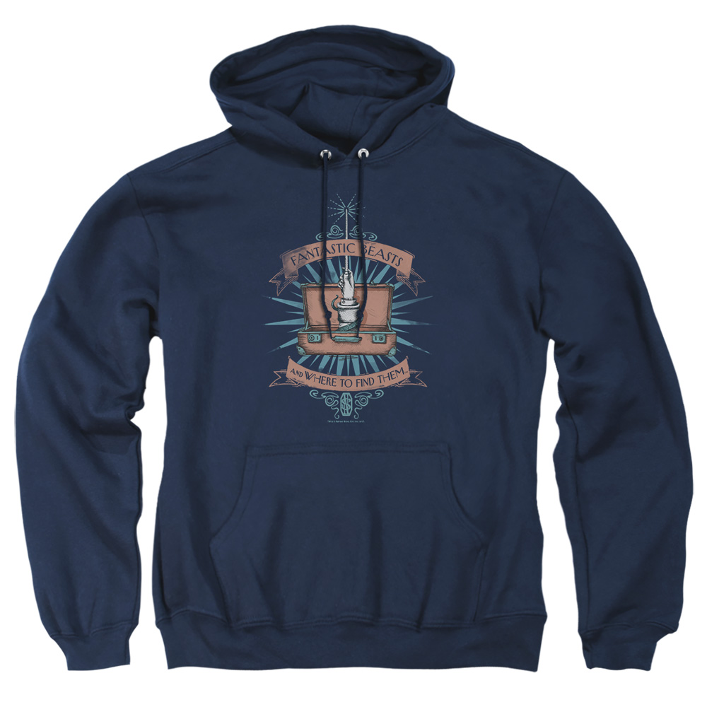 WB209-AFTH-1 Fantastic Beasts Briefcase Adult Pullover Hoodie, Navy - Small