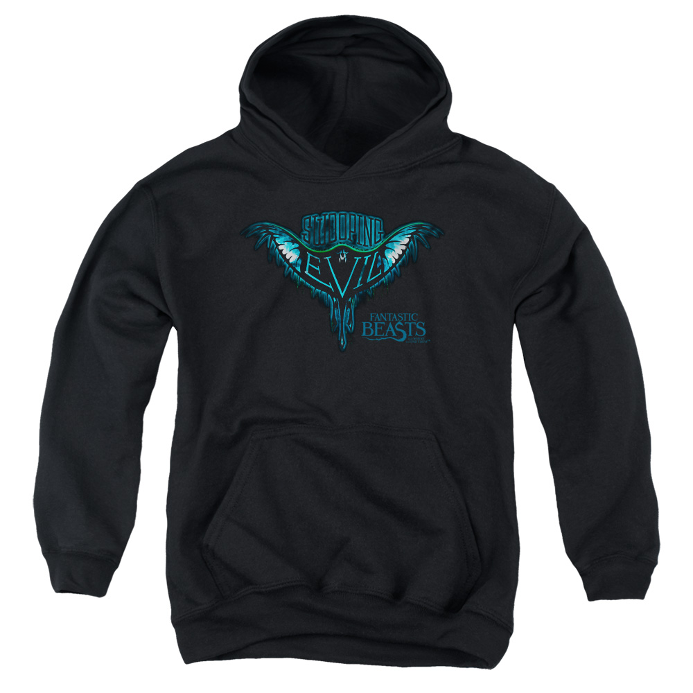 WB238-YFTH-2 Fantastic Beasts Swooping Evil Youth Hooded Sweatshirt, Black - Medium