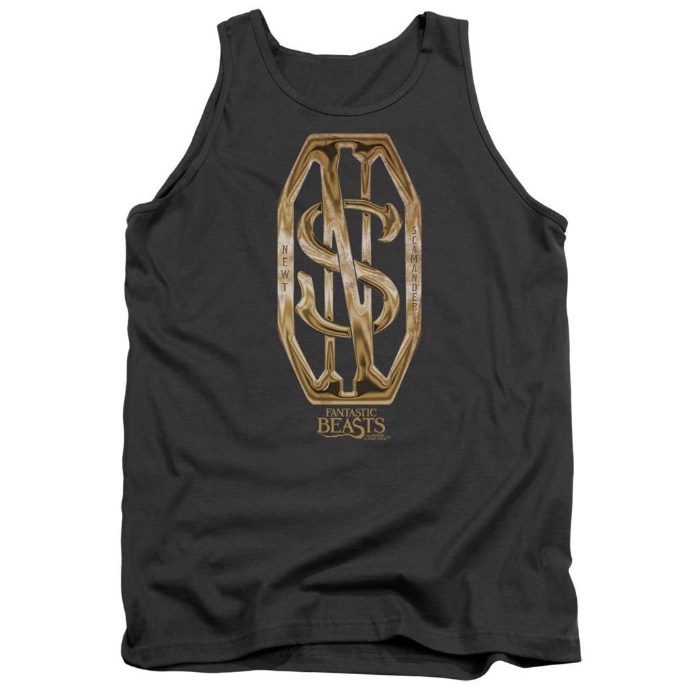 WB242-TK-1 Fantastic Beasts Scamander Monogram Adult Tank Top, Charcoal - Small