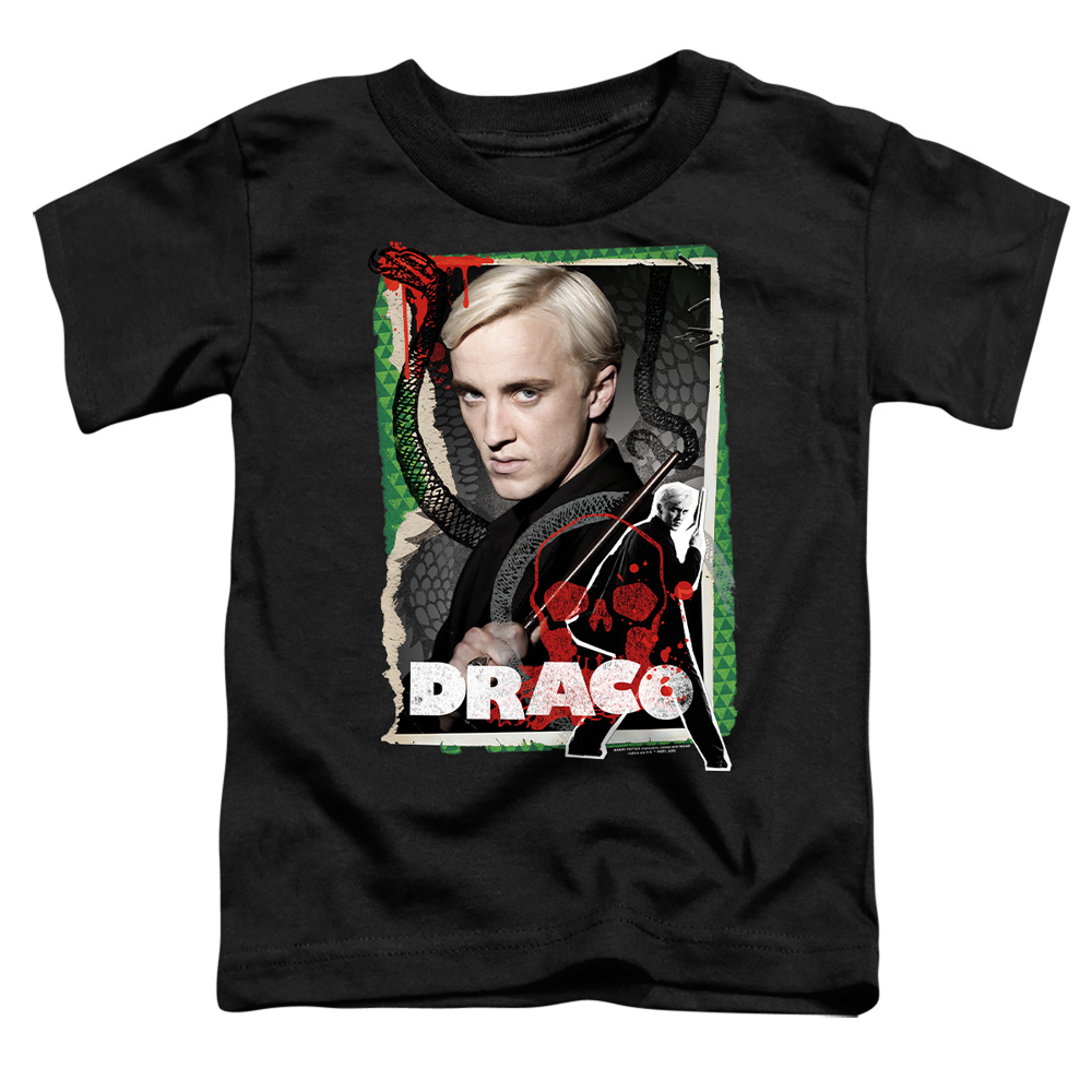 HP7027-TT-1 Harry Potter Draco Malfoy Photo Collage Toddler Short Sleeve T-Shirt, Black - Small 2T