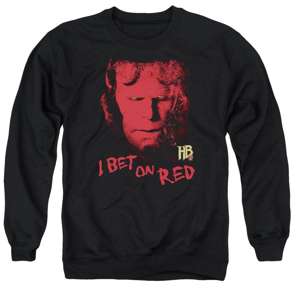 UNI163-AS-6 Hellboy II I Bet On Red Adult Crewneck Sweatshirt, Black - 3X