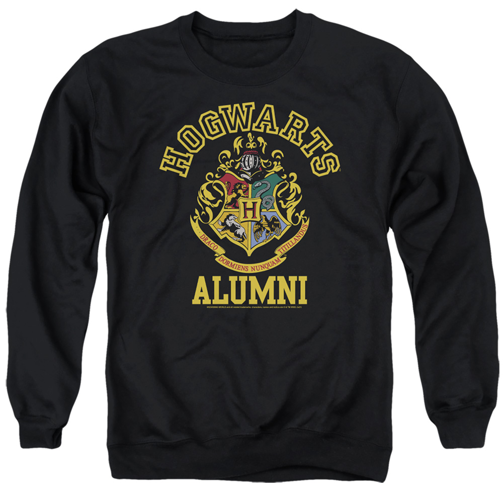 HP8075-AS-4 Harry Potter Hogwarts Alumni Crest Adult Crewneck Sweatshirt, Black - Extra Large