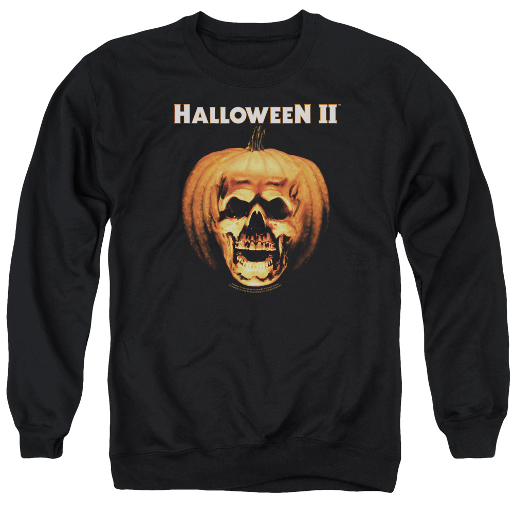UNI321-AS-2 Halloween II Pumpkin Shell Adult Crewneck Sweatshirt, Black - Medium