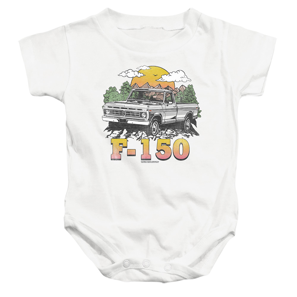 FORD10005-SS-2 Ford Bronco F150 Mountain Ride Infant Snapsuit, White - Medium - 12 Month