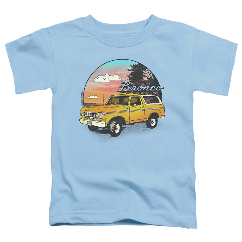 FORD10001-TT-2 Ford Bronco at the Beach Toddler Short Sleeve T-Shirt, Light Blue - Medium 3T