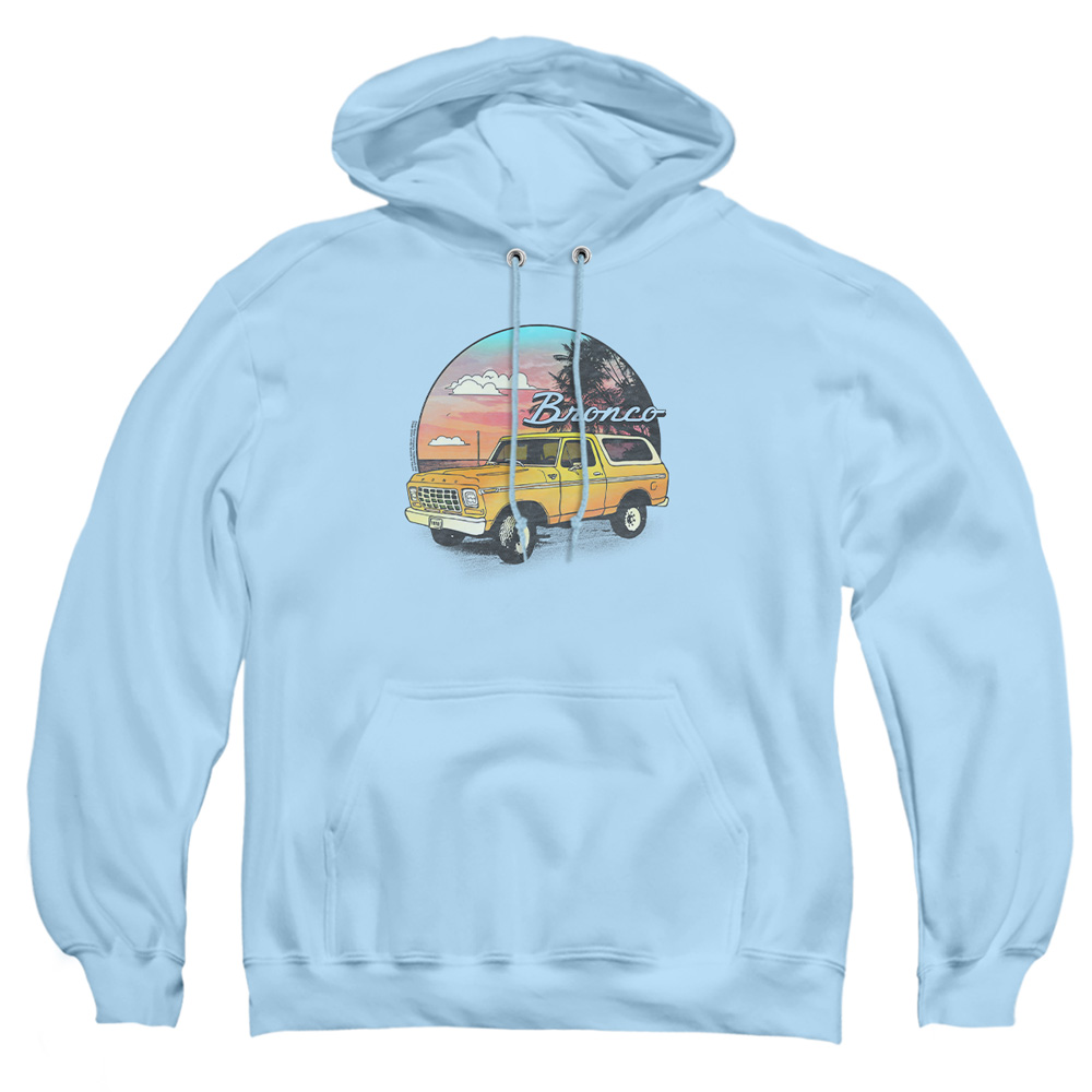 FORD10001-AFTH-1 Ford Bronco at the Beach Adult Pullover Hoodie, Light Blue - Small