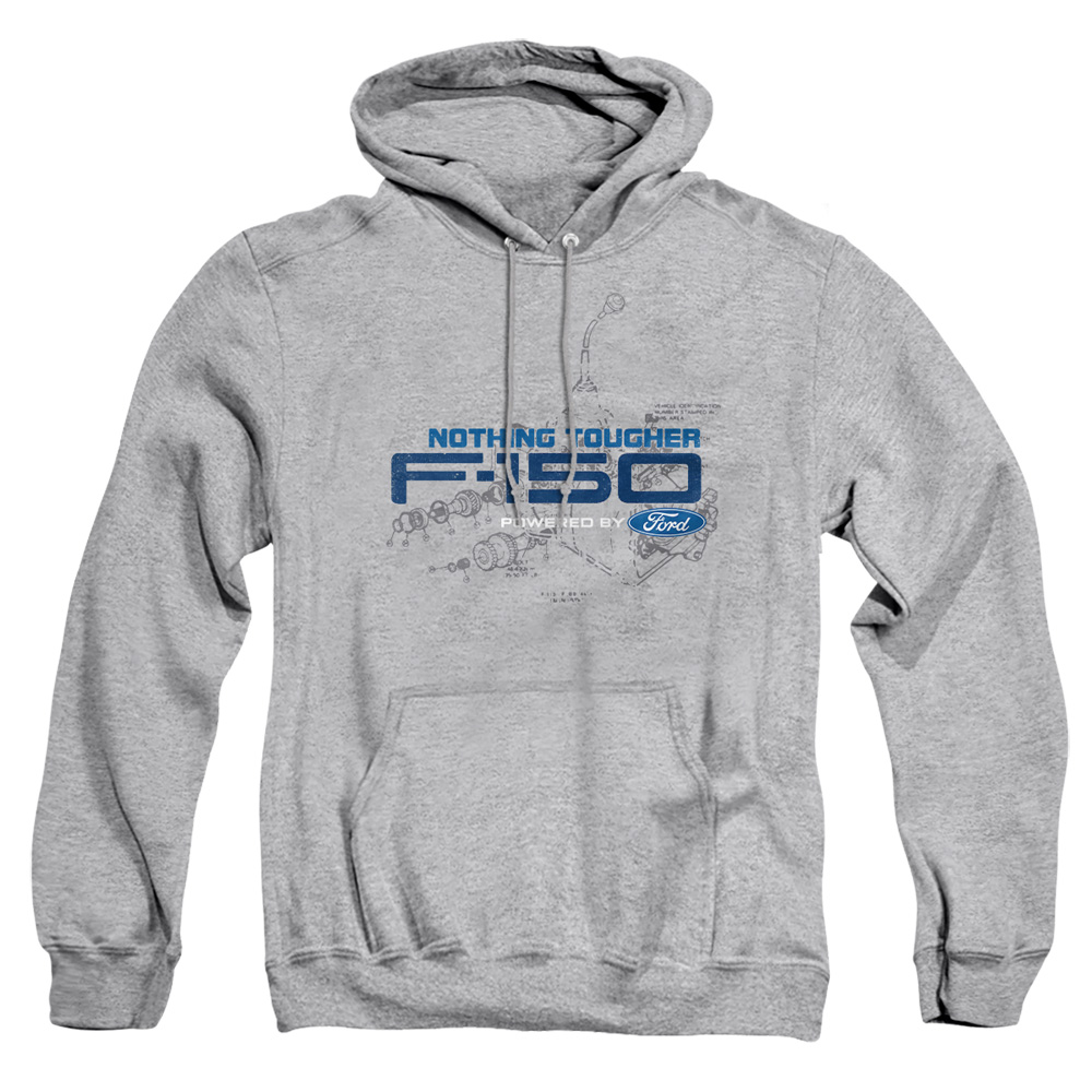 FORD162-AFTH-6 Ford Trucks Engine Schematic Adult Pullover Hoodie, Athletic Heather - 3X