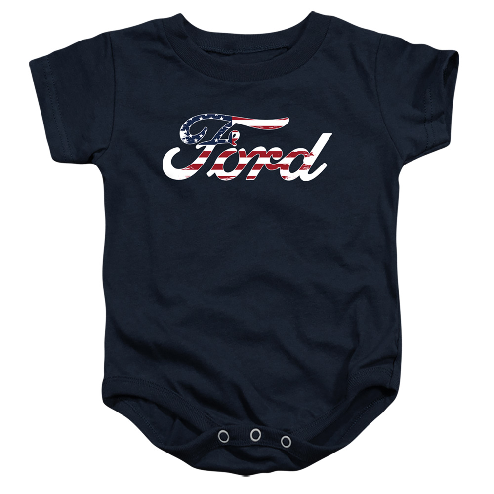 FORD169-SS-4 Ford Flag Logo Infant Snapsuit, Navy - Extra Large - 24 Month