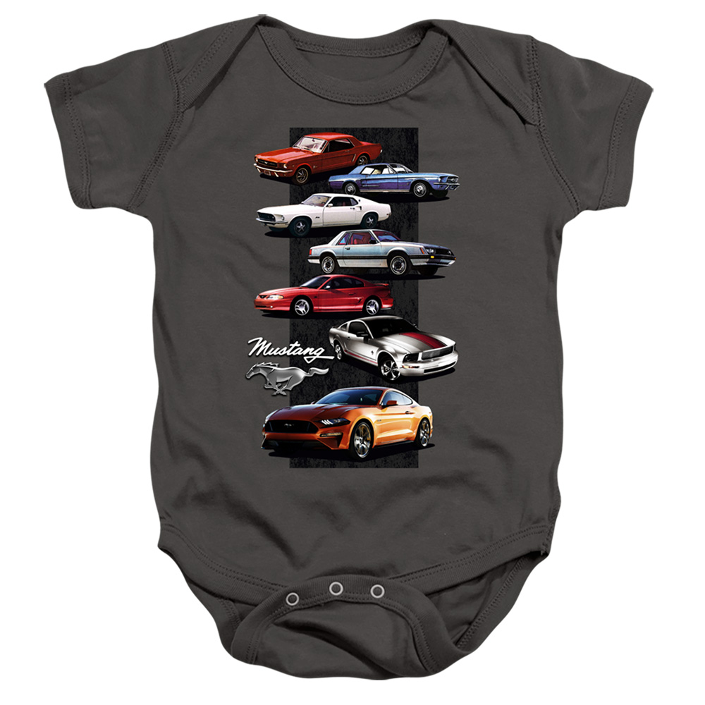 FORD190-SS-2 Ford Mustang Stack Infant Snapsuit, Charcoal - Medium - 12 Month