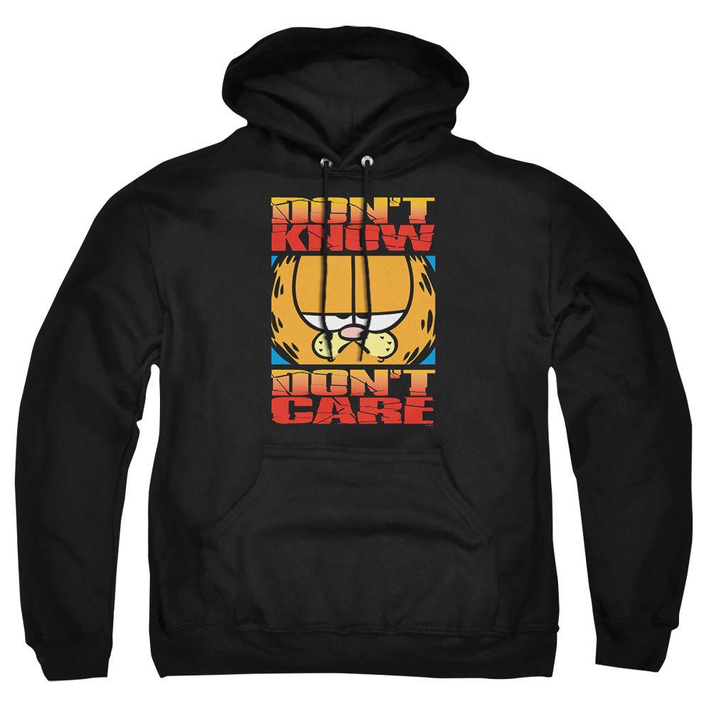 GAR132-AFTH-2 Garfield Dont Know Dont Care Adult Pullover Hoodie, Black - Medium