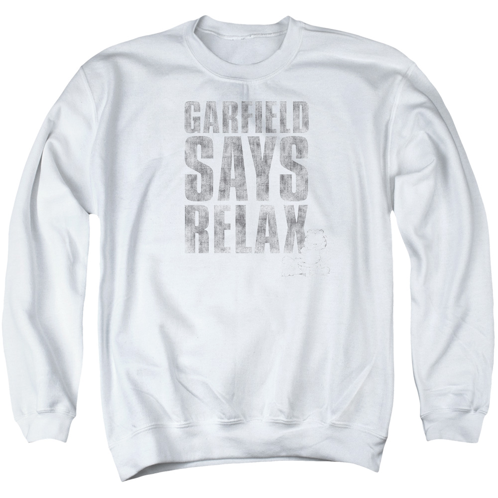 GAR497-AS-2 Garfield Relax Adult Crewneck Sweatshirt, White - Medium