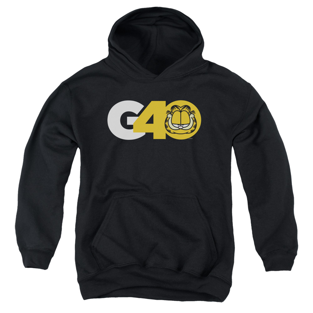 GAR567-YFTH-2 Garfield G40 Youth Hooded Sweatshirt, Black - Medium