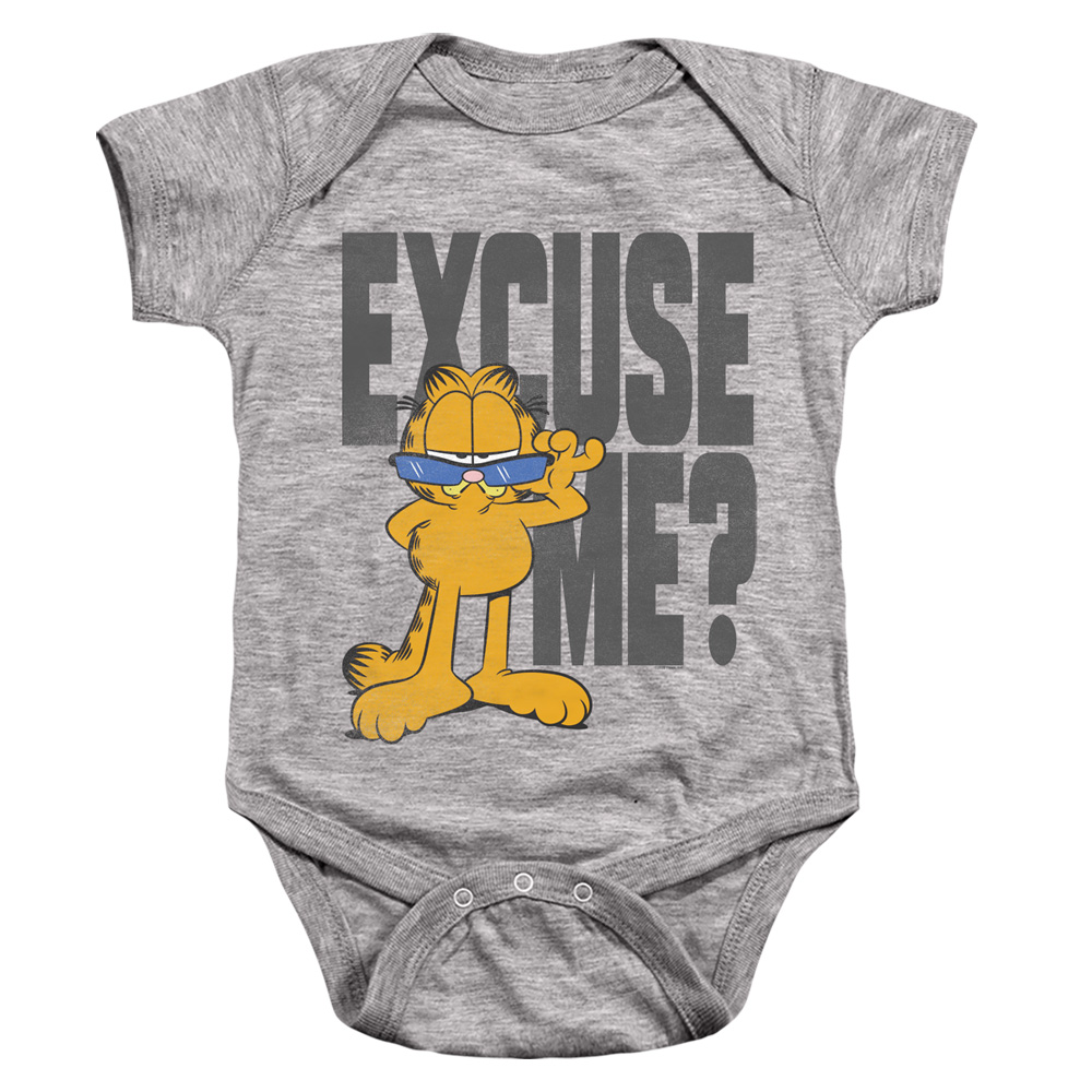 GAR717-SS-2 Garfield Excuse Me Infant Snapsuit, Athletic Heather - Medium - 12 Month